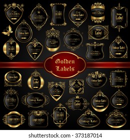 Vintage gold framed labels - vector set