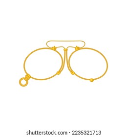 Vintage gold glasses vector illustration. Cartoon drawing of antique or old-fashioned golden glasses isolated on white background. Vintage, luxury concept