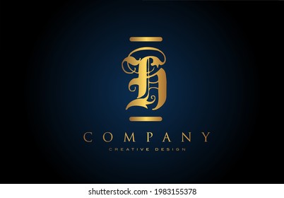 vintage gold H alphabet letter icon logo for company and business. Brading and lettering with creative golden design