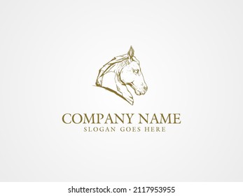 vintage gold hand drawn horse logo