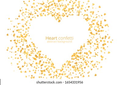 Vintage gold heart confetti, great design for any purposes. Golden glitter background. Vector Valentine banner