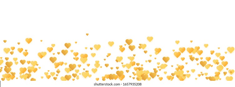 Vintage gold heart confetti, great design for any purposes. Golden glitter background. Vector Valentine banner