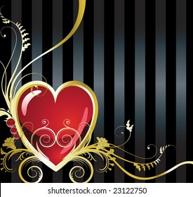 Vintage gold heart. vector illustration