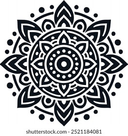 Vintage Gold Mandala on Dark Background , Mandala Design