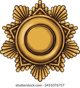 Vintage gold medal on a white background