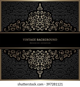 Vintage Gold On Black Background Divider Stock Vector (Royalty Free ...