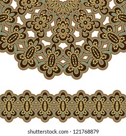Vintage gold ornament on white, vector border elements for design