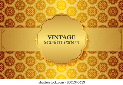 Vintage With Gold Ornament Pattern Background