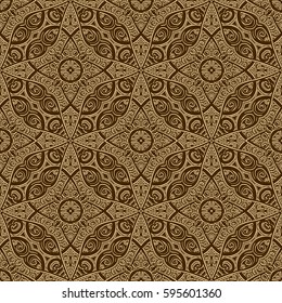 Vintage gold ornament, swirly vector seamless pattern