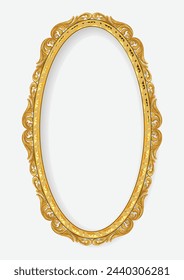 vintage gold oval frame on white
