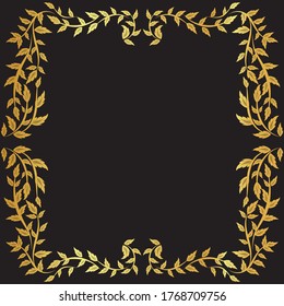 Vintage gold pattern frame on a black background