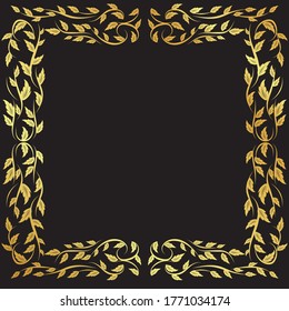 Vintage gold pattern frame on a black background
