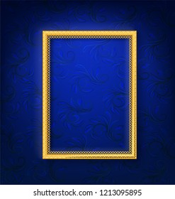 vintage gold picture frame on blue wall