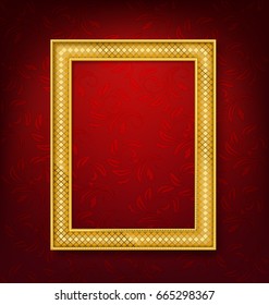 vintage gold picture frame on red wall