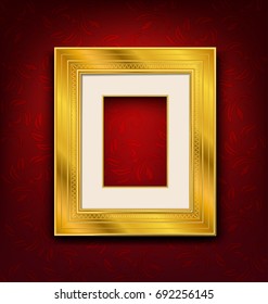 vintage gold picture frame on red wall