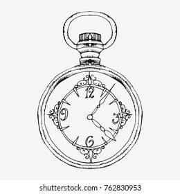 Vintage Gold Pocket Watch Hand Drawn Stock Vector (Royalty Free ...