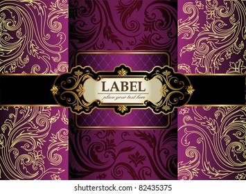 Vintage gold & purple luxury decorative ornate background