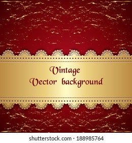 Vintage gold with a red background. Vector illustration.