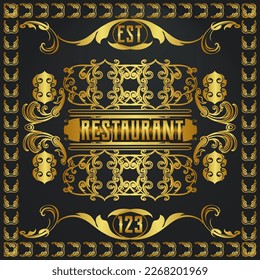 Vintage gold restaurant logo and badge template
