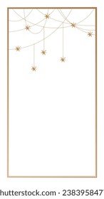 Vintage Gold Retro Rectangle Frame Border Elegant Glamour Wedding, Christmas, New Year Party Decoration Design Element