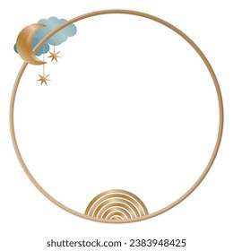 Vintage Gold Retro Round Frame Border Elegant Glamour Wedding, Christmas, New Year Party Decoration Design Element