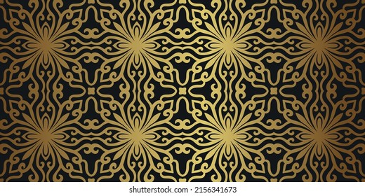 Vintage gold Seamless pattern with Baroque ornament. Luxury Vector background design for paper, cover, fabric, interior decor