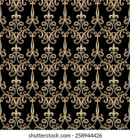 Vintage gold seamless pattern, ornamental vector background