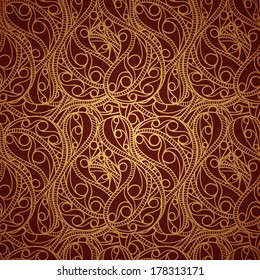 Vintage gold seamless pattern with ornate detailed ornament. Useful for packaging, invitations, gift cards and more. Vector illustration/EPS 8