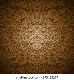 Vintage gold seamless pattern, vector ornamental background