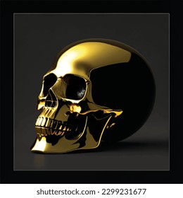 vintage gold skull halloween art design illustration