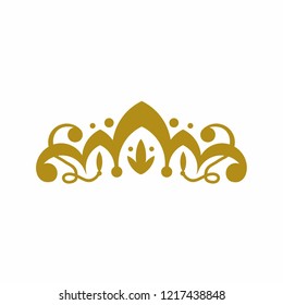 Vintage Gold Tiara Elegant  Logo. Vector