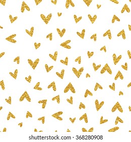 Vintage gold vector hearts seamless pattern