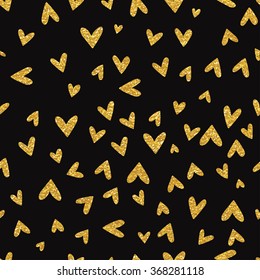 Vintage gold vector hearts seamless pattern