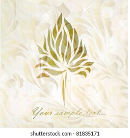 Vintage gold vector isolated on floral background with your text (vector version eps 10). Perfect for sign, symbol, icon, label, emblem, web.