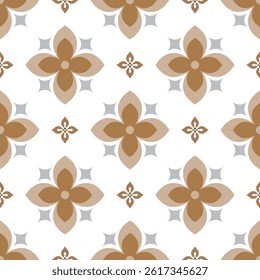 Vintage Gold-Brown Floral Tile Pattern