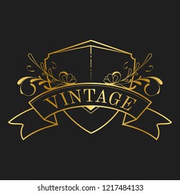 Vintage golden art nouveau badge vector