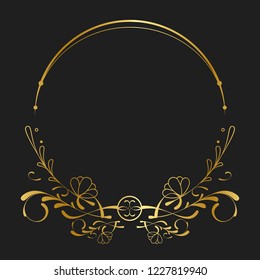 Vintage golden art nouveau badge vector