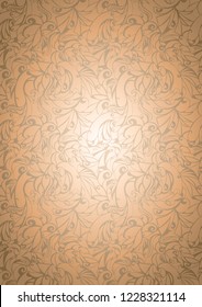 Vintage golden background with floral elements and darkening to the edges in Gothic style. Royal texture, vector Eps 10