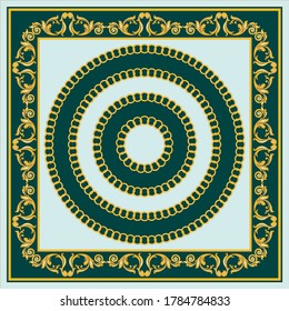 Vintage golden baroque chains pattern.Vector patch for print,fabric,scarf design.