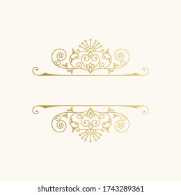 Vintage golden borders with flourish design elements. Vector wedding design.