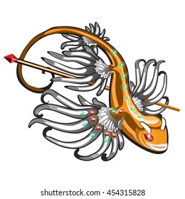 Vintage golden brooch in the form of Glaucus atlanticus (Sea Slug Blue Angel). Vector illustration.