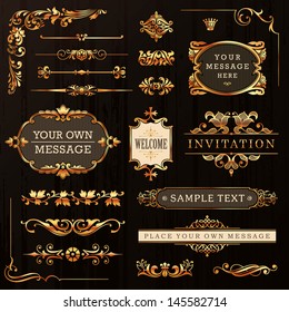 Vintage Golden Calligraphic Design Elements And Page Decoration Vector