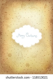 Vintage golden Christmas Greeting card.  Vector illustration, EPS10.