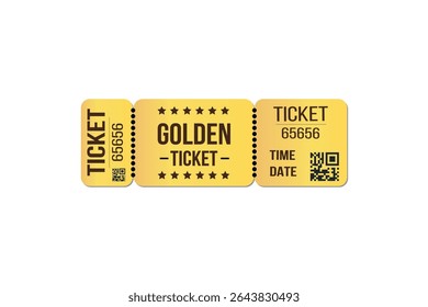 Vintage golden cinema tickets movie pass template