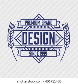 Vintage golden classic linear monochrome minimal geometric vector logo.