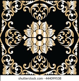 Vintage Golden Classic ornament element. Acanthus gold leaf ornament for pattern, texture, textile, wallpaper