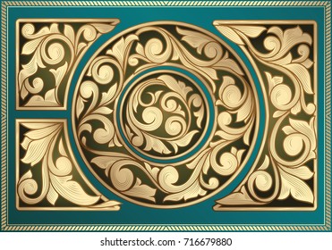 Vintage golden decorative design elements