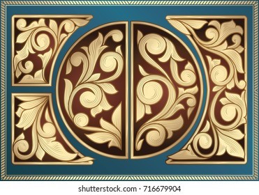 Vintage golden decorative design elements