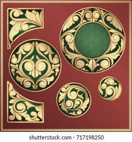 Vintage golden decorative design elements
