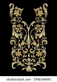 Vintage golden elements. Vector print. Baroque ornament.